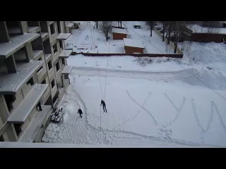 first jump. he asked the girl to take a video.