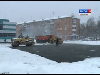 asphalt paving in the snow